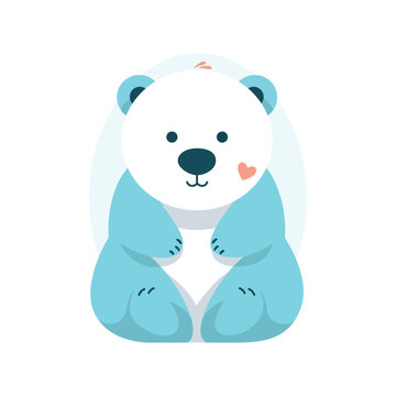Heartwarming Smiling Polar Bear: Minimalist Flat Vector Illustration for Kids and Emoji