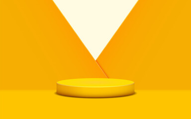 product podium display 3d Empty Cylinder circle in yellow color background