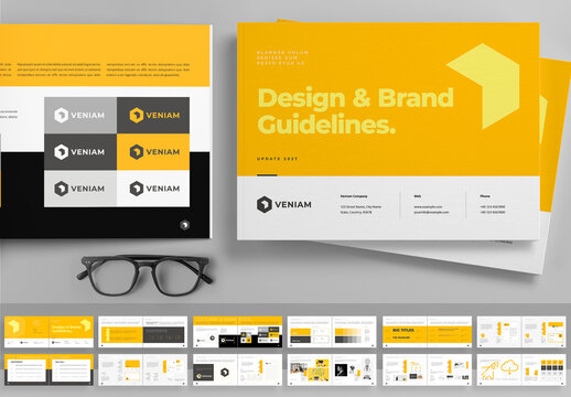 Brand Guideline Landscape Layout with Yellow Accents