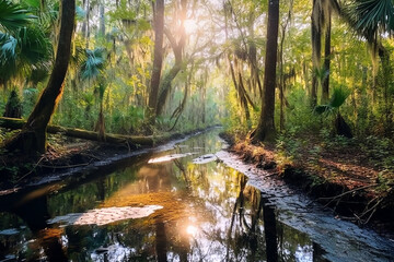 Obraz premium Beautiful wildlife view of exotic river. Generative AI