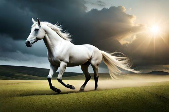 horse in the field Generated AI
