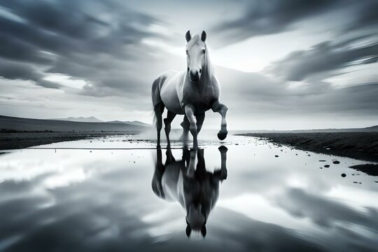 White horse Generated AI