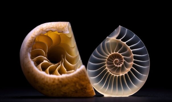  a close up of a piece of food with a shell on it's side and a piece of food in the middle of it.  generative ai