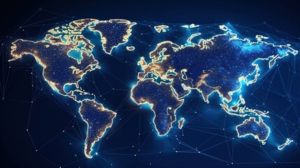 Futuristic background with planet Earth map data network, Generative AI