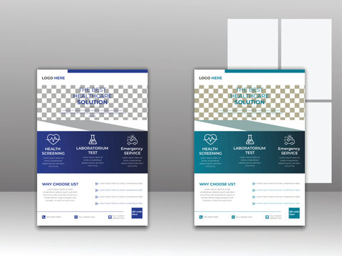 Medical flyer template with minimalist layout,  two colors scheme, medical presentation, easy to use, creative flyer template in A4 size, poster vector design for brochure.
