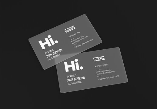 Transparent Business Card Mockup