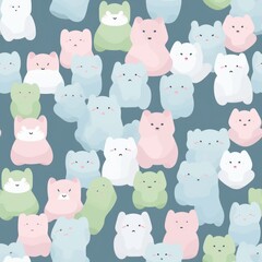 Obraz premium Marshmallow Dreams: A Trendy Sweet Treat. Super trendy. Seamless pattern. Digitales Papier. generative ai illustration.