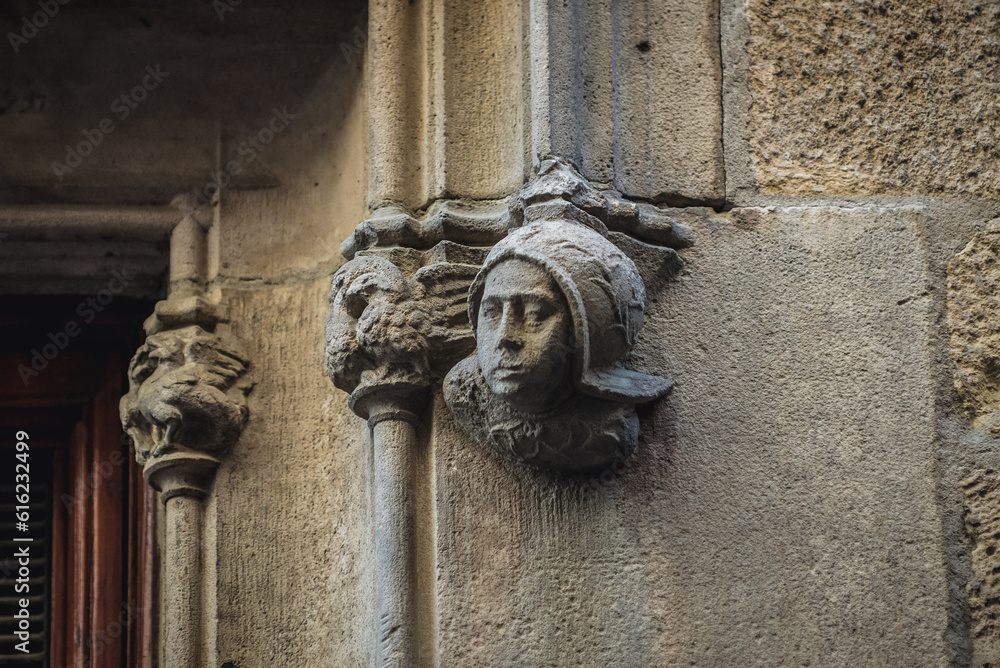 Wall mural Details of Palace of the Government of Catalonia in Gothic Quarter in Barcelona, Spain