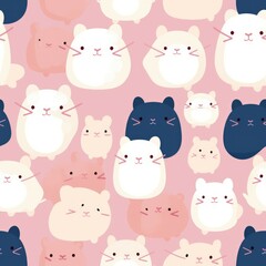 Obraz premium Marshmallow Paradise: A Trendy Sweet Escape. Seamless pattern. Digitales Papier. generative ai illustration.