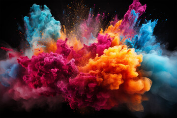 Fototapeta premium Powerful explosion of powder explosion dust, holi