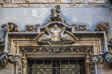 Details of Palace of the Government of Catalonia, Gothic Quarter in Barcelona, Spain