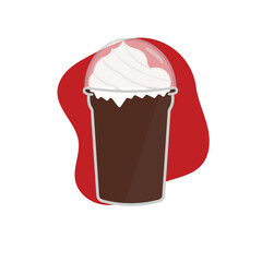 drink in a transparent coffee glass with whipped cream