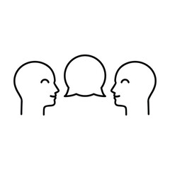 black thin line small talk icon. flat linear trend modern lineart logotype graphic art design isolated on white background. concept of give advice to friend or employee and conversation between lovers