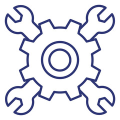 gear and wrenches line icon