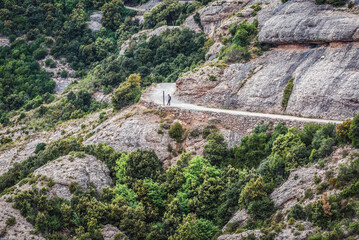 Fototapeta na wymiar Path near monastery Montserrat mountain range near Barcelona, Catalonia, Spain