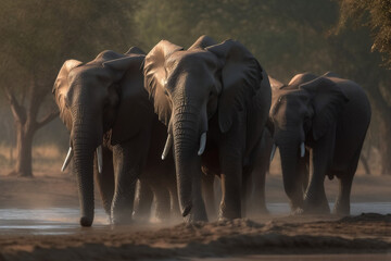Fototapeta na wymiar Harmonious Majesty: The Gentle Strength of an Elephant Famil