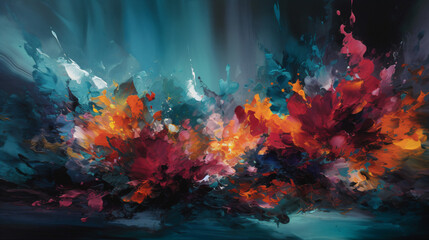 Obraz na płótnie Canvas An abstract oil painting of colorful clouds Generative Ai
