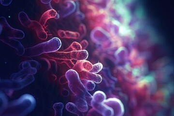 Abstract of different types of bacterial molecules. Created with Generative Ai technology.