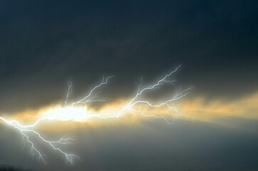 lightning over the sky
