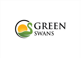 green swan logo design nature panorama view © Ferman Bagus Istuhri
