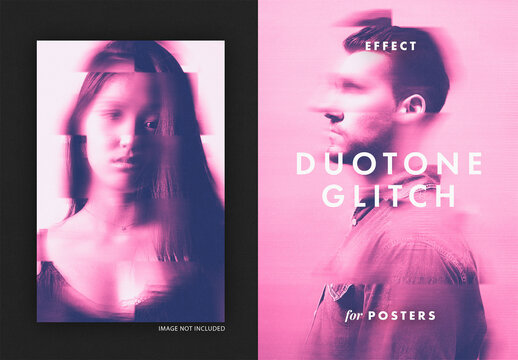 Duotone Poster Photo Effect Mockup