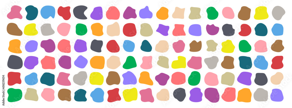 Poster big set of blotch, inkblot. collection of colorful organic blob, blot. different shapes of drop of l