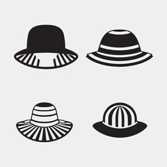 black hat and cap icon isolated on white background. hat icon. headdress hat. set icons colorful. vector illustration 
