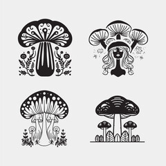 mushrooms and mushroom vector illustration design 