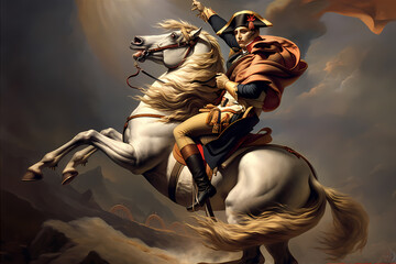 Napoleon Bonaparte French Emperor Portrait on the Horse. Famous person. - obrazy, fototapety, plakaty