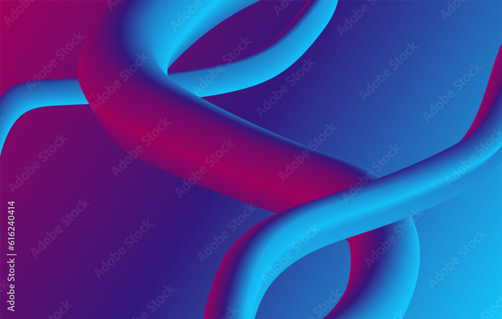 Poster 3d rendering of colorful abstract twisted wavy shape in motion. abstract background design