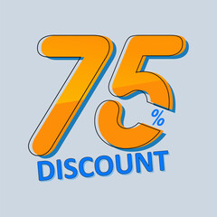 75% off isolated on white background. Off 75 percent. Sales concept. 3d illustration.