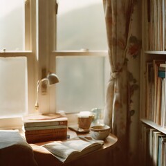 Fototapeta na wymiar vintage style image of a book in a window 
