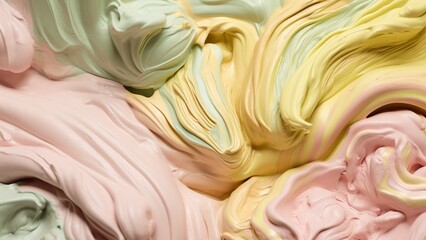 Yellow, pink and green pastel clay background. Generative AI