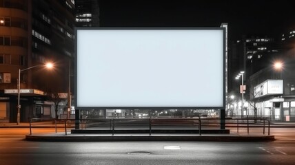 Fototapeta premium Digital media blank billboard. Signboard for product advertisement design. Advertising light box billboard. Generative AI