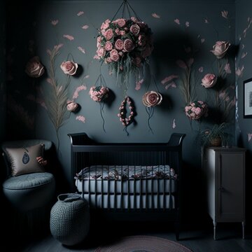 Baby girl nursery photography, generative ai