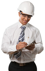Male Construction Engineer Using Clipboard - Isolated