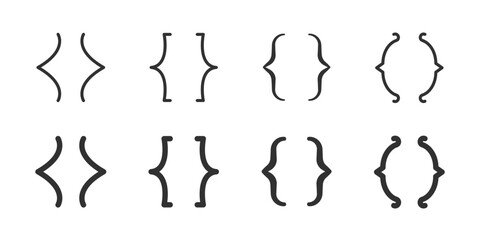Text brackets, quote, banner icon set