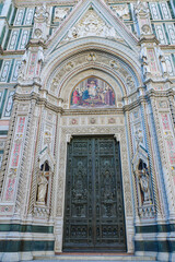 Florence, Italy - 21 Nov, 2022: Exterior views of Florence Cathedral in Piazza del Duomo