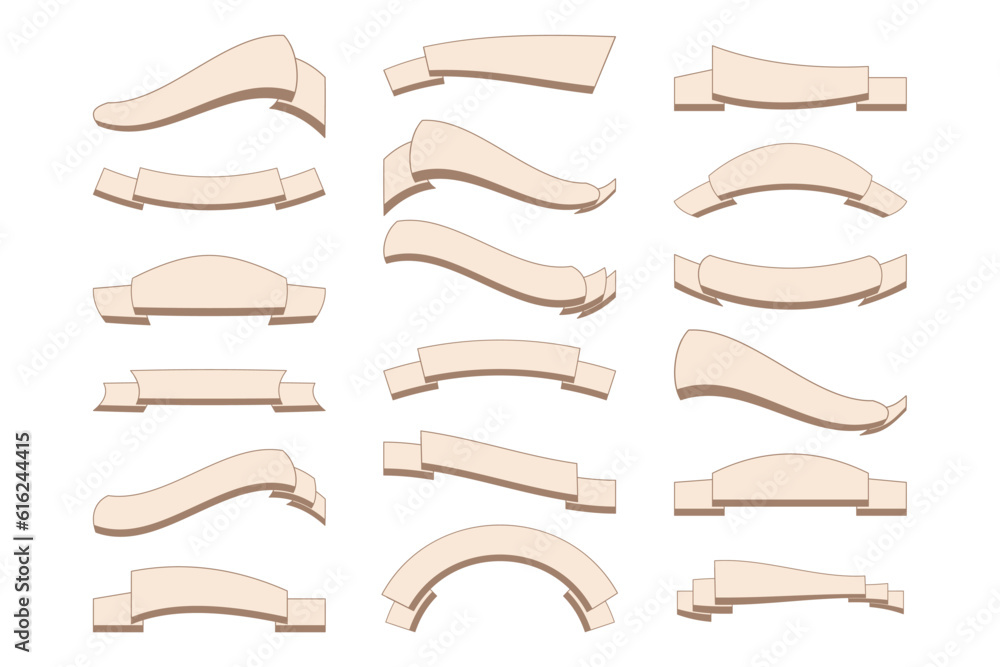 Poster ribbon element set. set of banners. different blank ribbons for text for the design of invitations, 