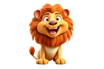Joyful 3D Lion Cartoon Transparent Background, AI