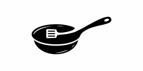 pan and spatula logo design icon symbol vector illustration.