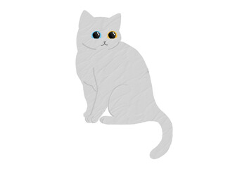 cartoon white cat sitting 