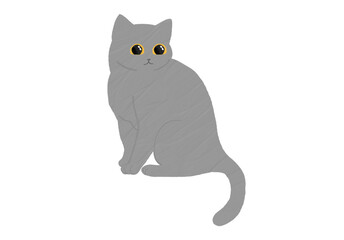cartoon gray cat sitting