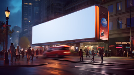 Tomorrowland where advertising reigns supreme, impressive mockup towering digital billboards in an urban landscape. Generative ai.