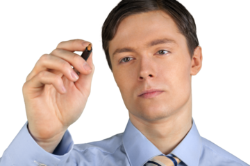 Portrait of Businessman Writing on the Air