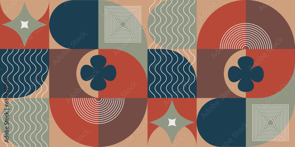 Poster seamless geometric pattern. a set of different geometric shapes. minimalism.
