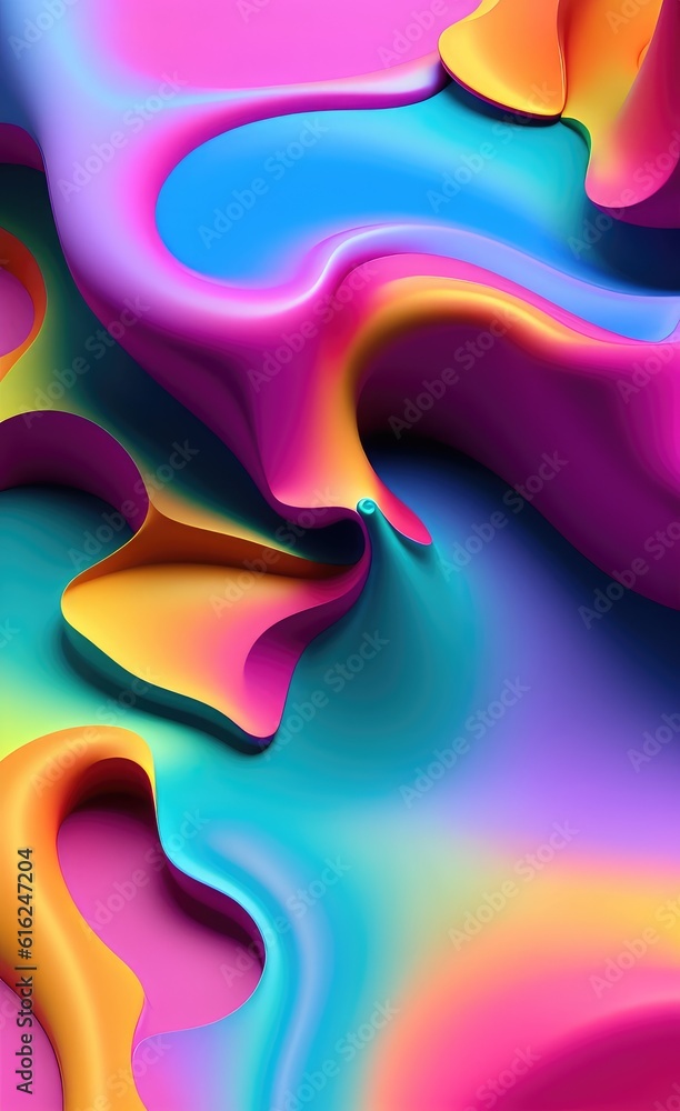 Aufkleber vivid multi colored gradient background, banner design with 3d effect.
