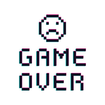 Game over pixel text glitch effect
