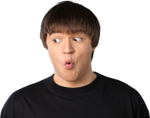 Portrait of a Surprised Young Man Looking Sideways