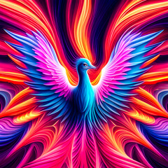 Obraz premium Illustration created by the AI generator of the phoenix bird that rises from the ashes